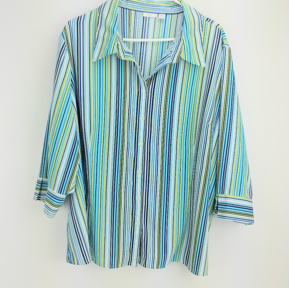 Apt. 9 Button Up Top Striped Collared Shirt